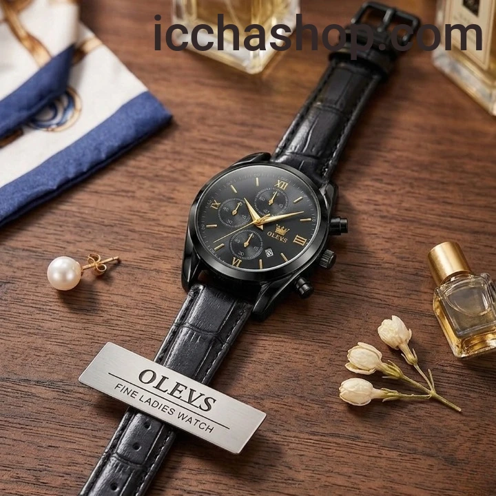 OLEVS Casual Ladies Quartz Wristwatch (Black Dial)